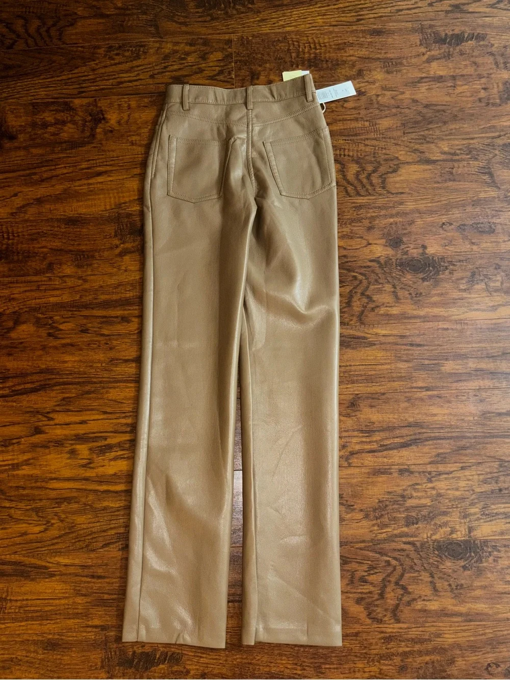 Aritzia Wilfred Melina Tall Vegan Leather Pants Camel Tan High-Rise Straight Leg - Picture 11 of 11